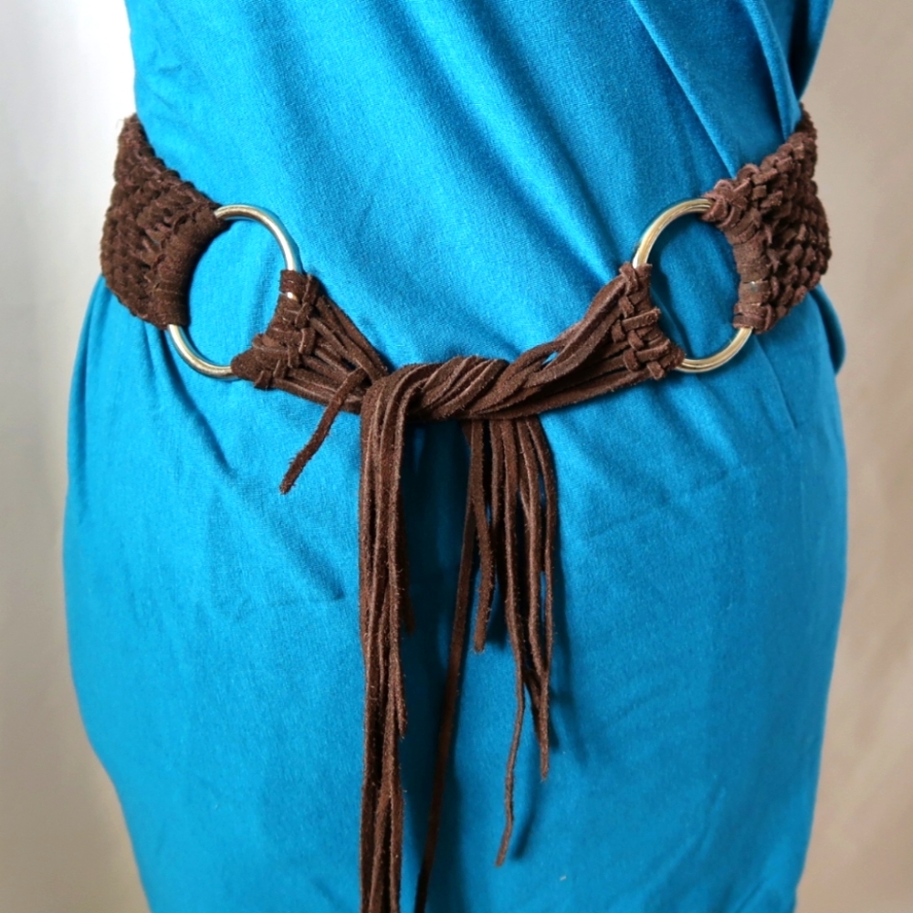Brown Braided Fringe Waist Belt - Women Accessories